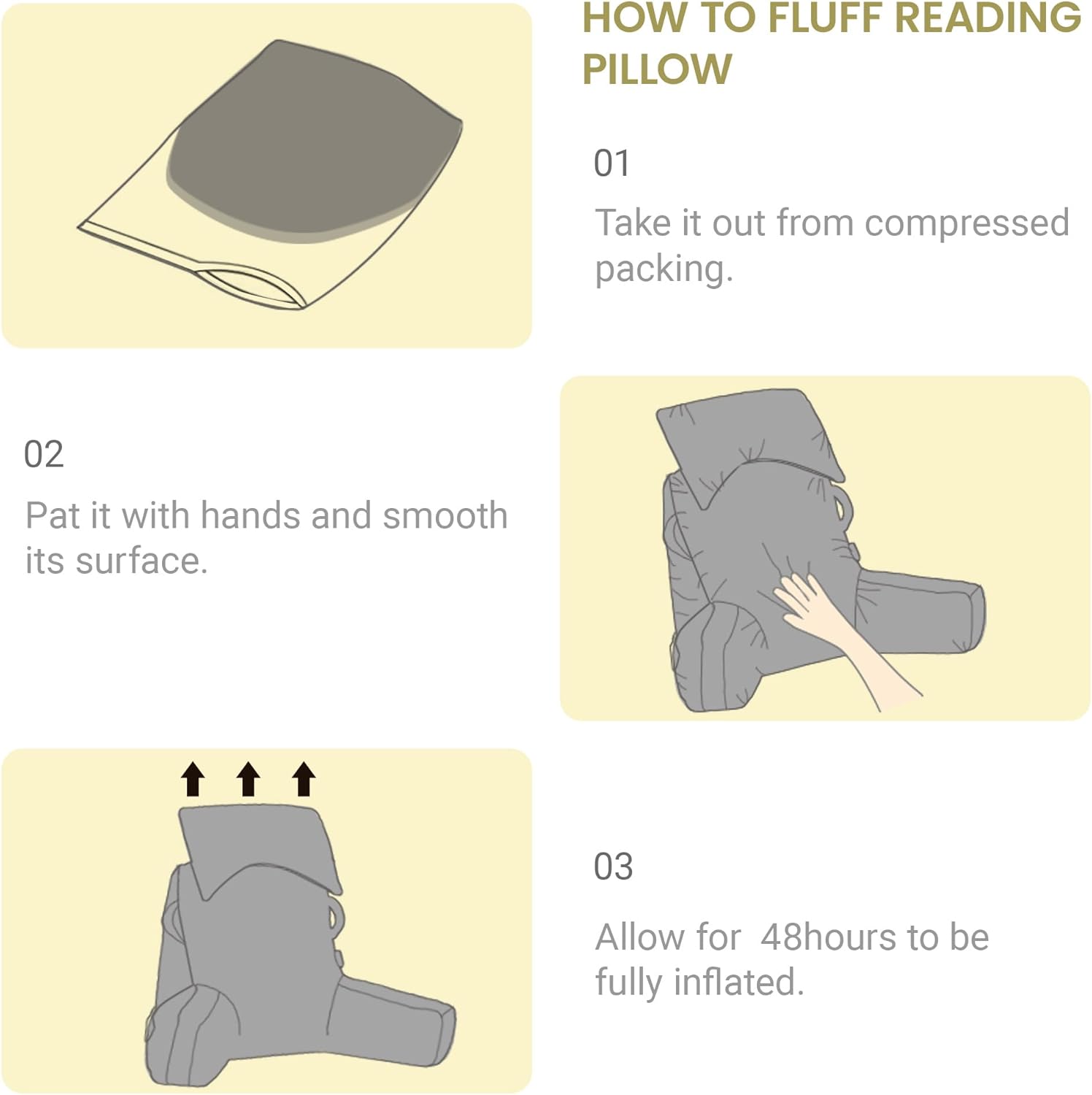 Unisakey Reading Pillow with Headrest and 3 Pockets Yellow Green
