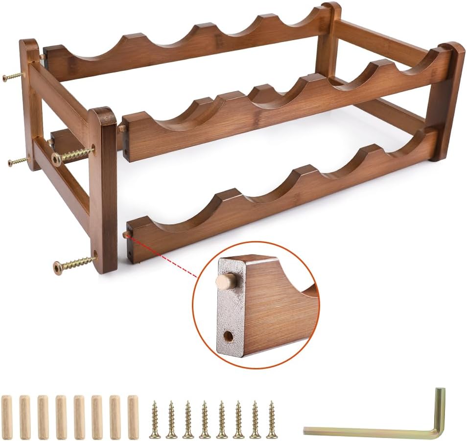 PAMISO 2 Tiers Wine Rack for 8 Bottles