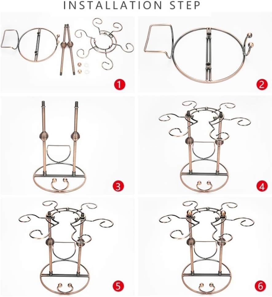 HorBous Wine Glass Rack with 6 Hooks for Home and Bar