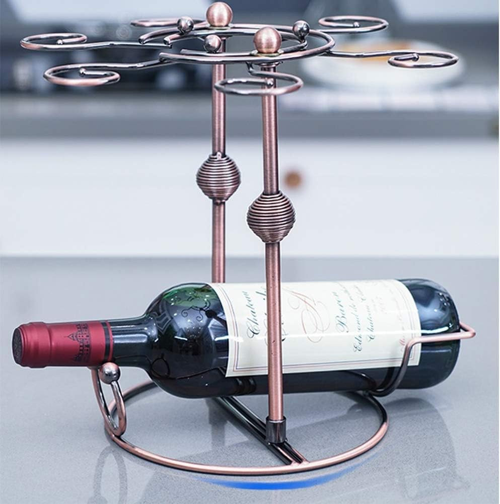 HorBous Wine Glass Rack with 6 Hooks for Home and Bar