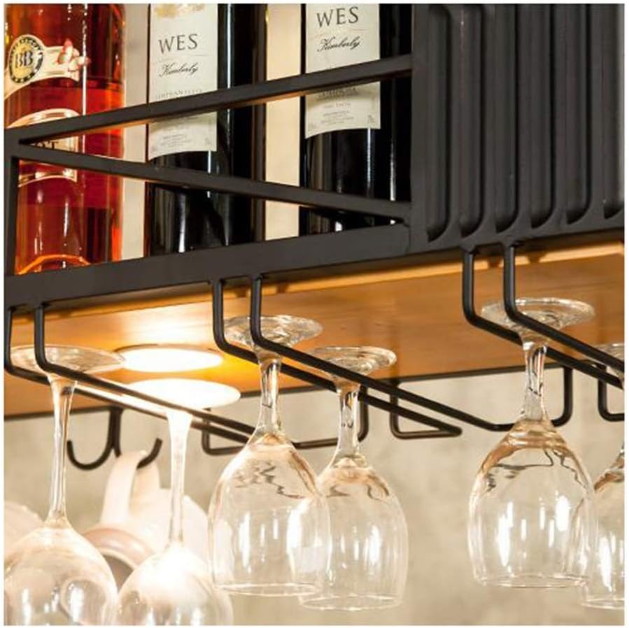LASEVE Wall-Mounted Wine Rack Iron Wood Design