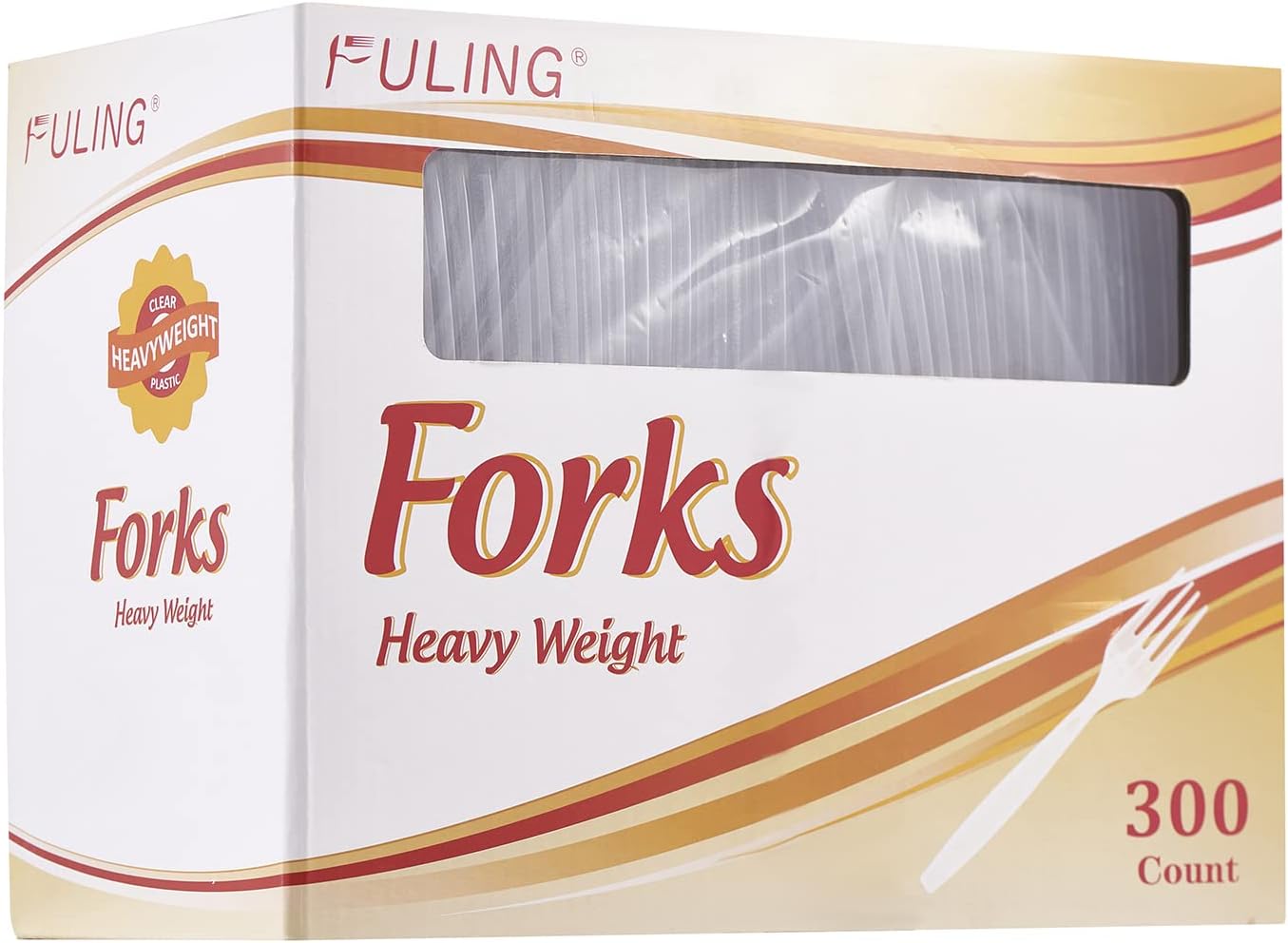 FULING 300 Count Clear Plastic Forks Heavy Duty