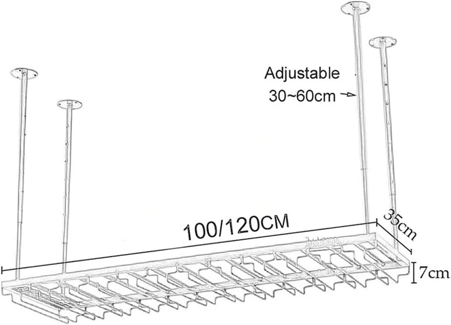 Adjustable Height Wall-Mounted Wine Rack for Kitchen Bars