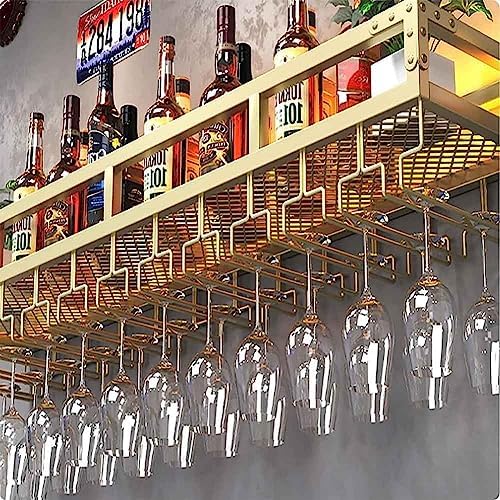 Gold Wall Wine Rack with LED and Glass Holder