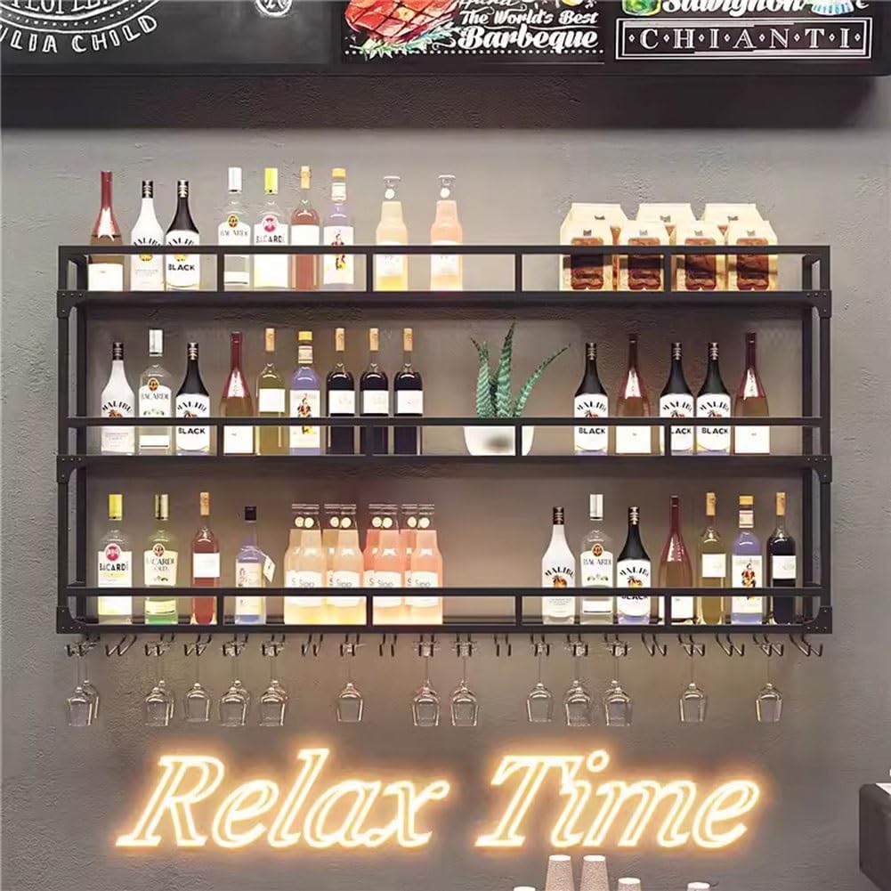 SilteD Wall-Mounted Wine Rack with LED - 80x25x90Cm