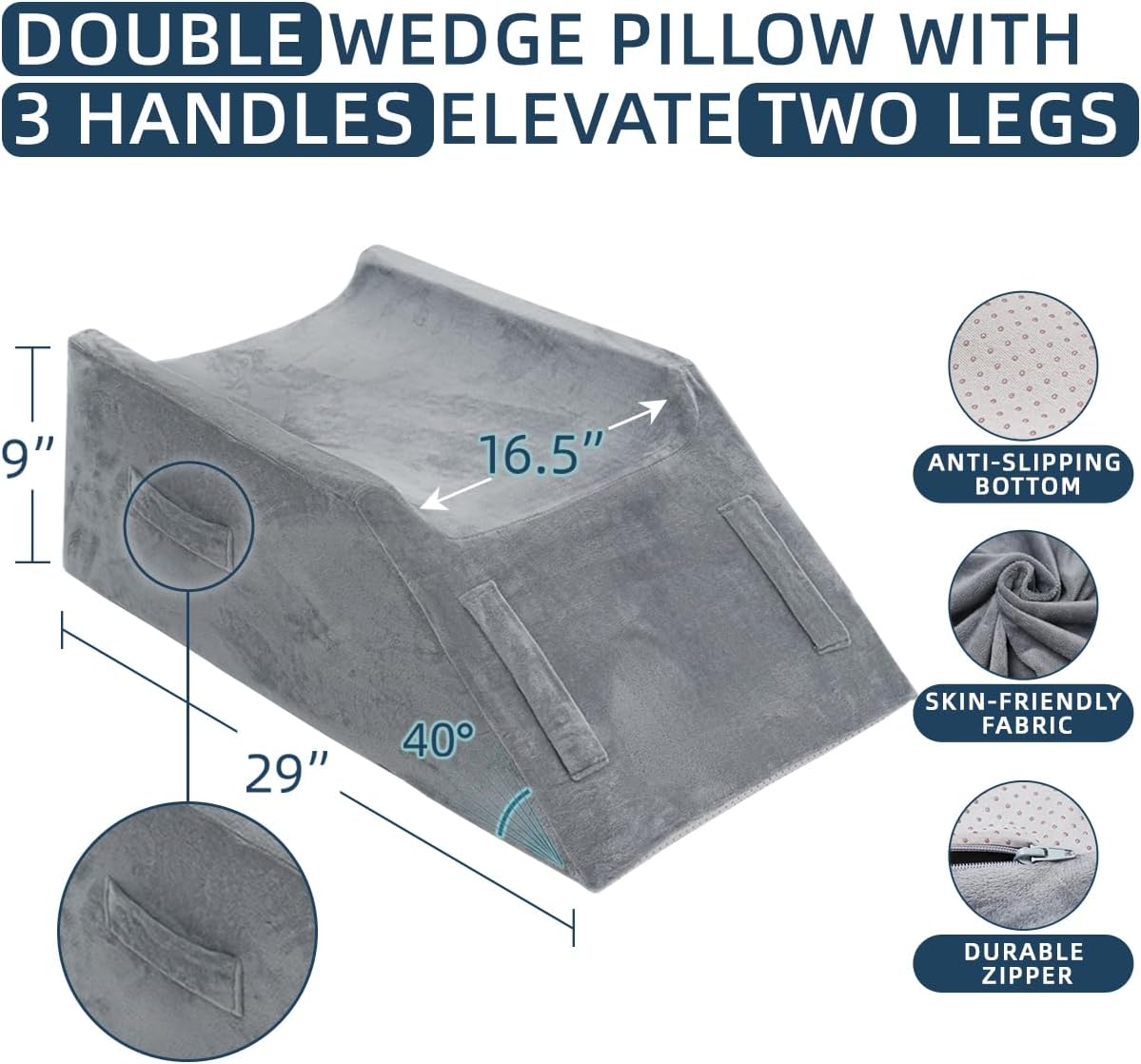 LOFE Adjustable 3-Height Leg Elevation Pillow with U-Shape Design