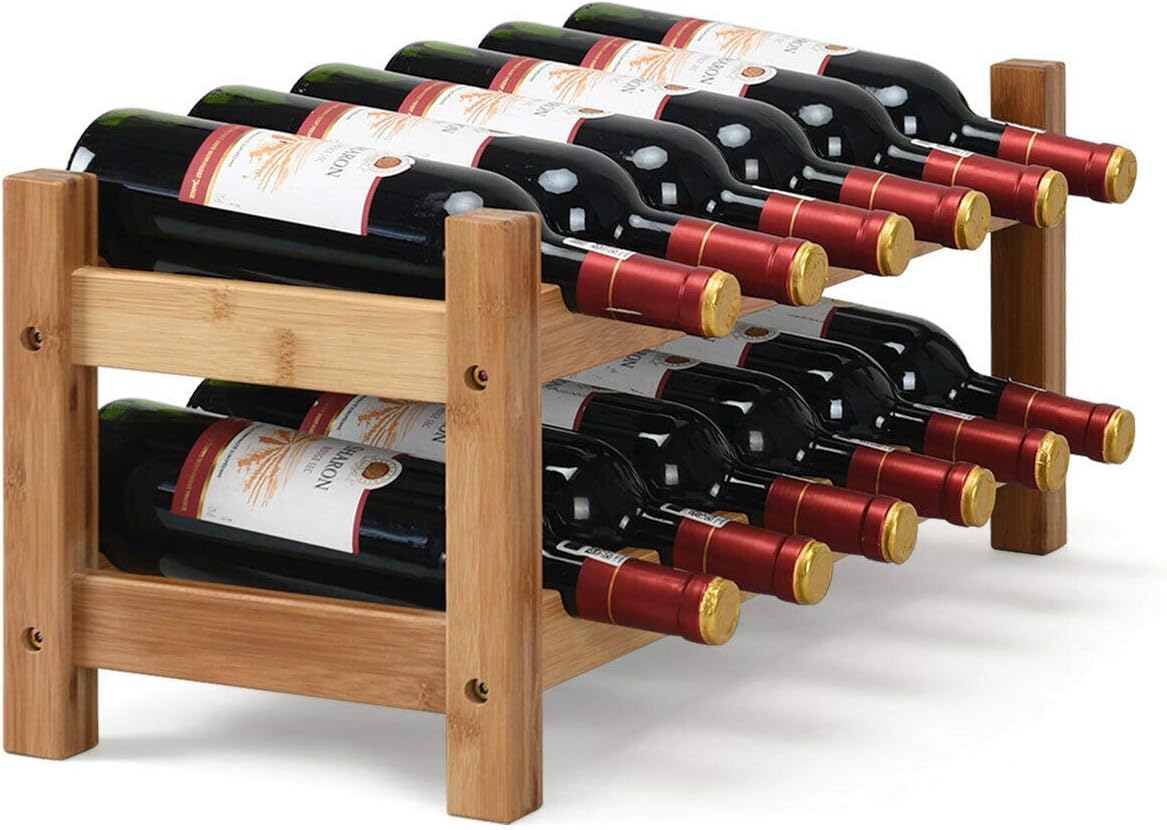 COSTWAY 12-Bottle Bamboo Wine Rack Free Standing
