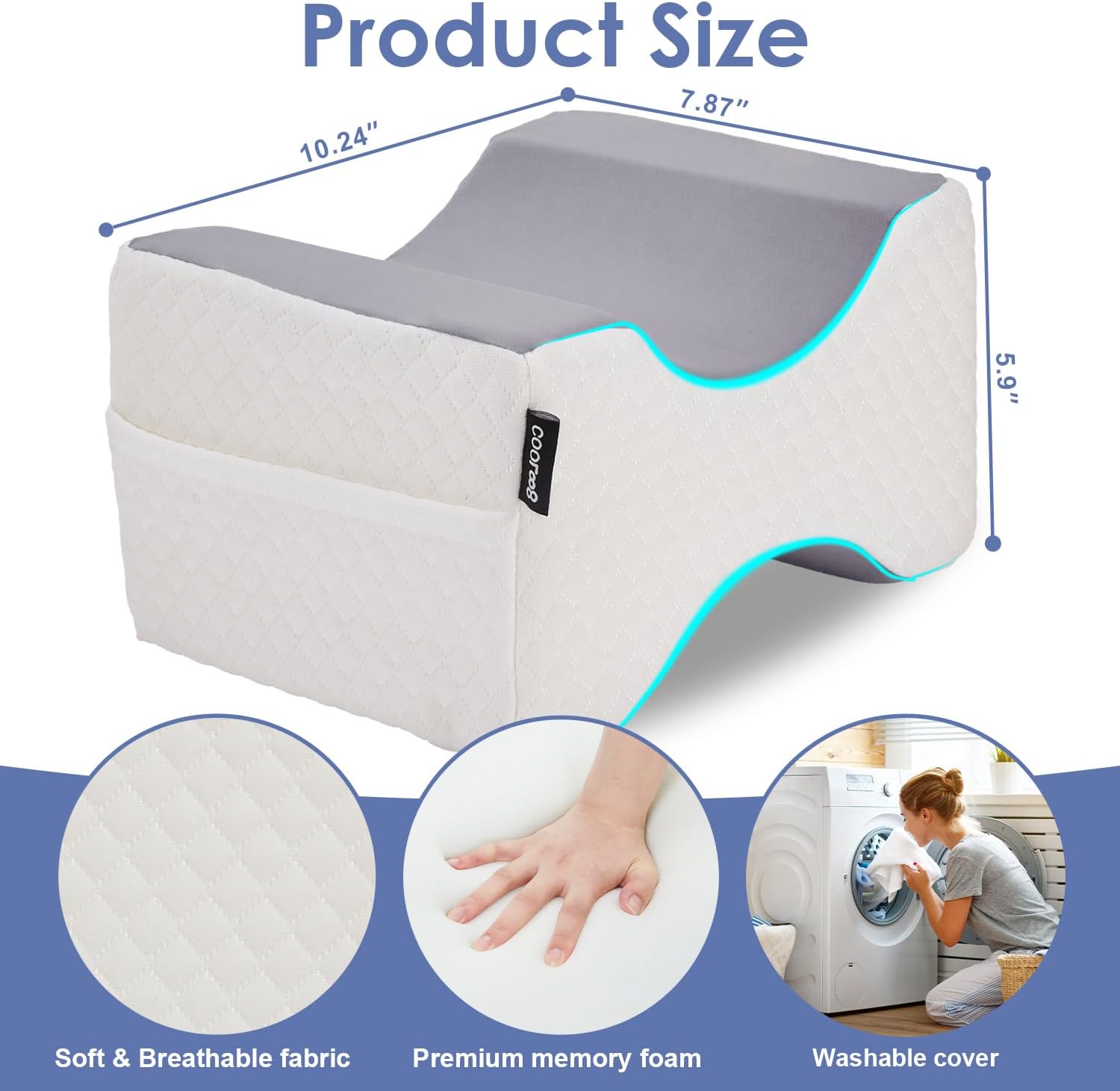 Cooloo8 Knee Pillow for Side Sleepers - Sciatica Pain Relief 1PCS