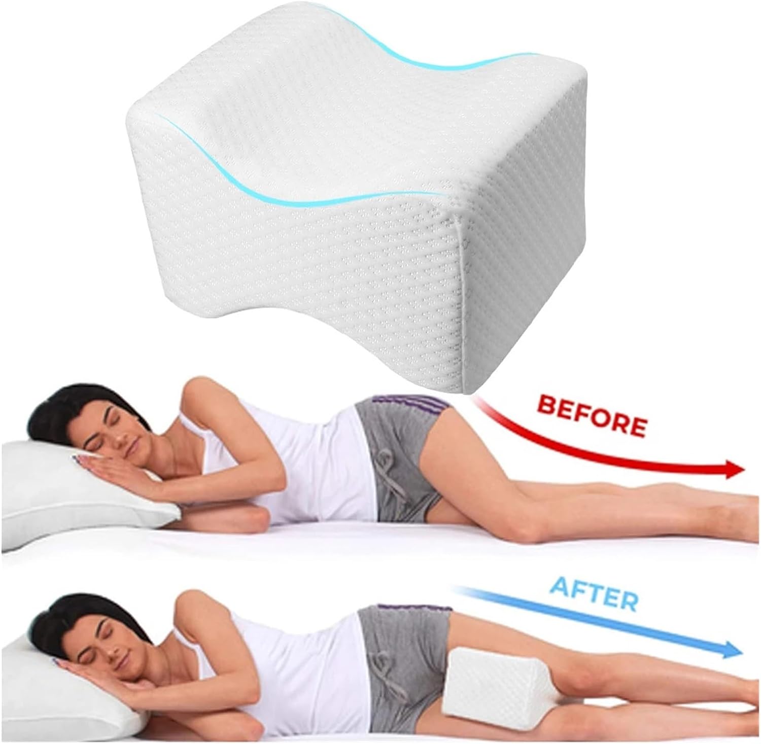 PTAWAA Memory Foam Knee Pillow for Spine Pregnancy Support