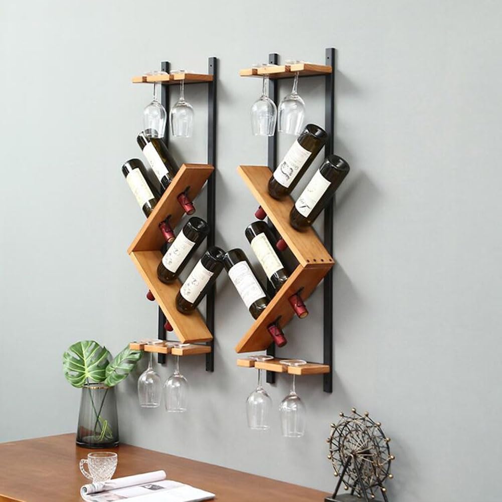 ZJDYDY Wall-Mounted Wooden Wine Rack Set