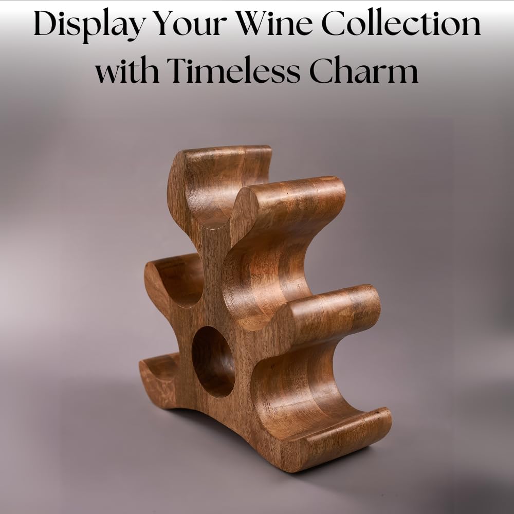ZAARIYA Wooden Wine Holder for Kitchen and Bar 1