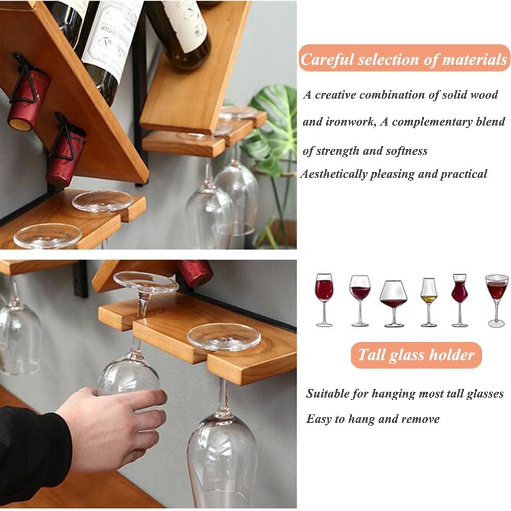 ZJDYDY Wall-Mounted Wooden Wine Rack Set