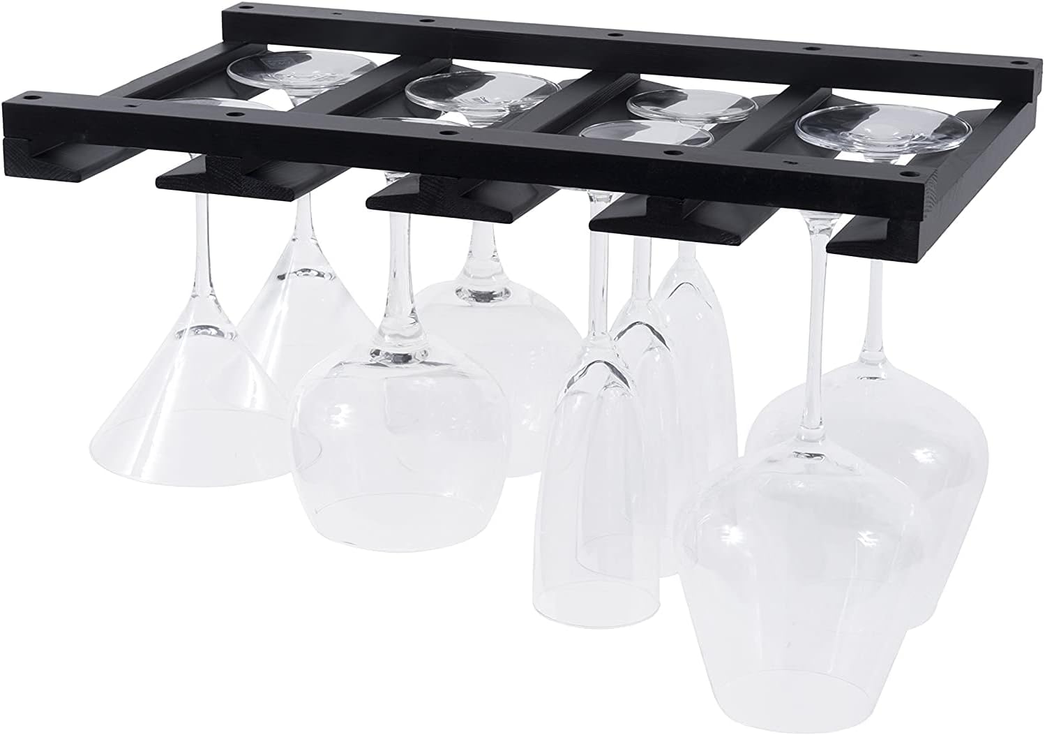 Rustic State 4 Sectional Wine Glass Rack - 12 Glasses - Black