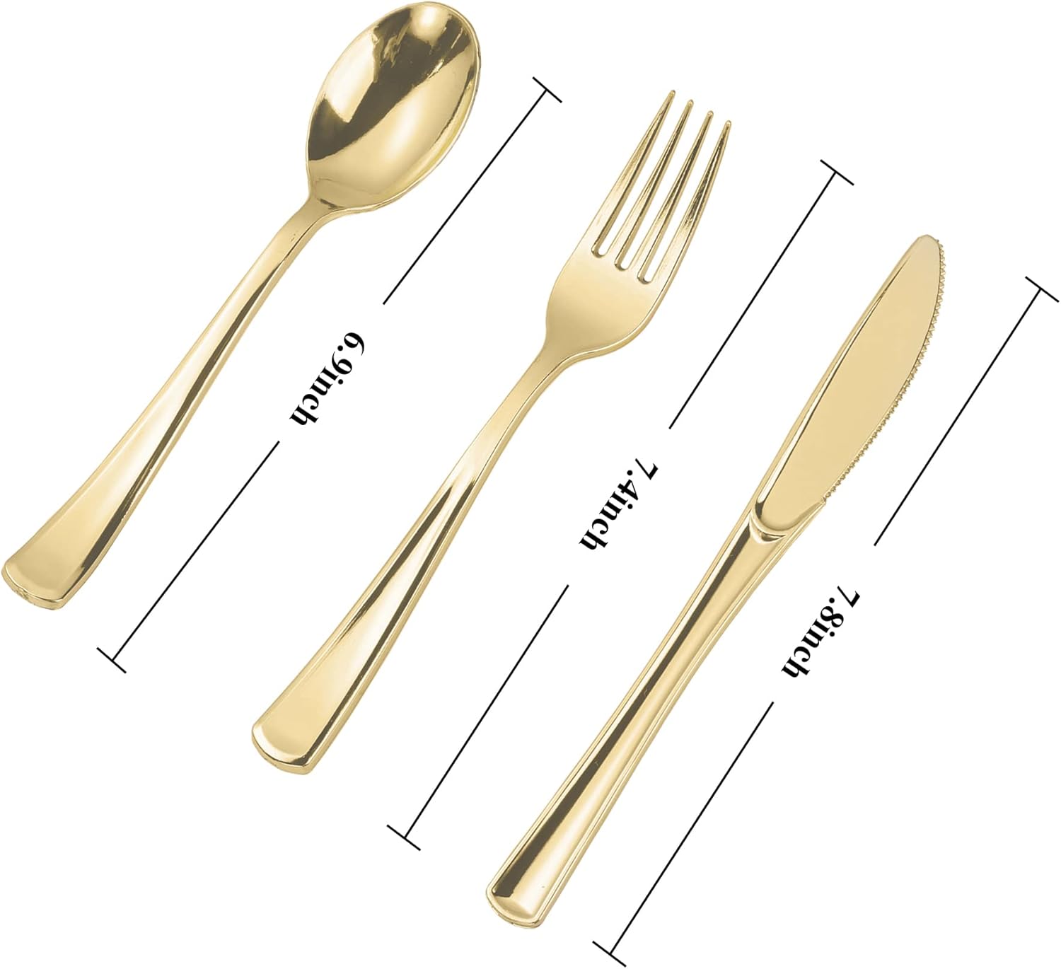 N9R 100PCS Gold Plastic Cutlery Set
