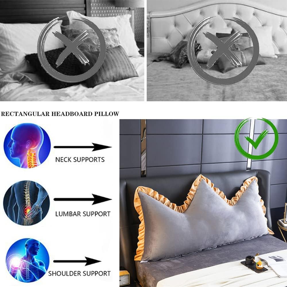 ZZYK Fleece Headboard Pillow Large Reading Support Cushion