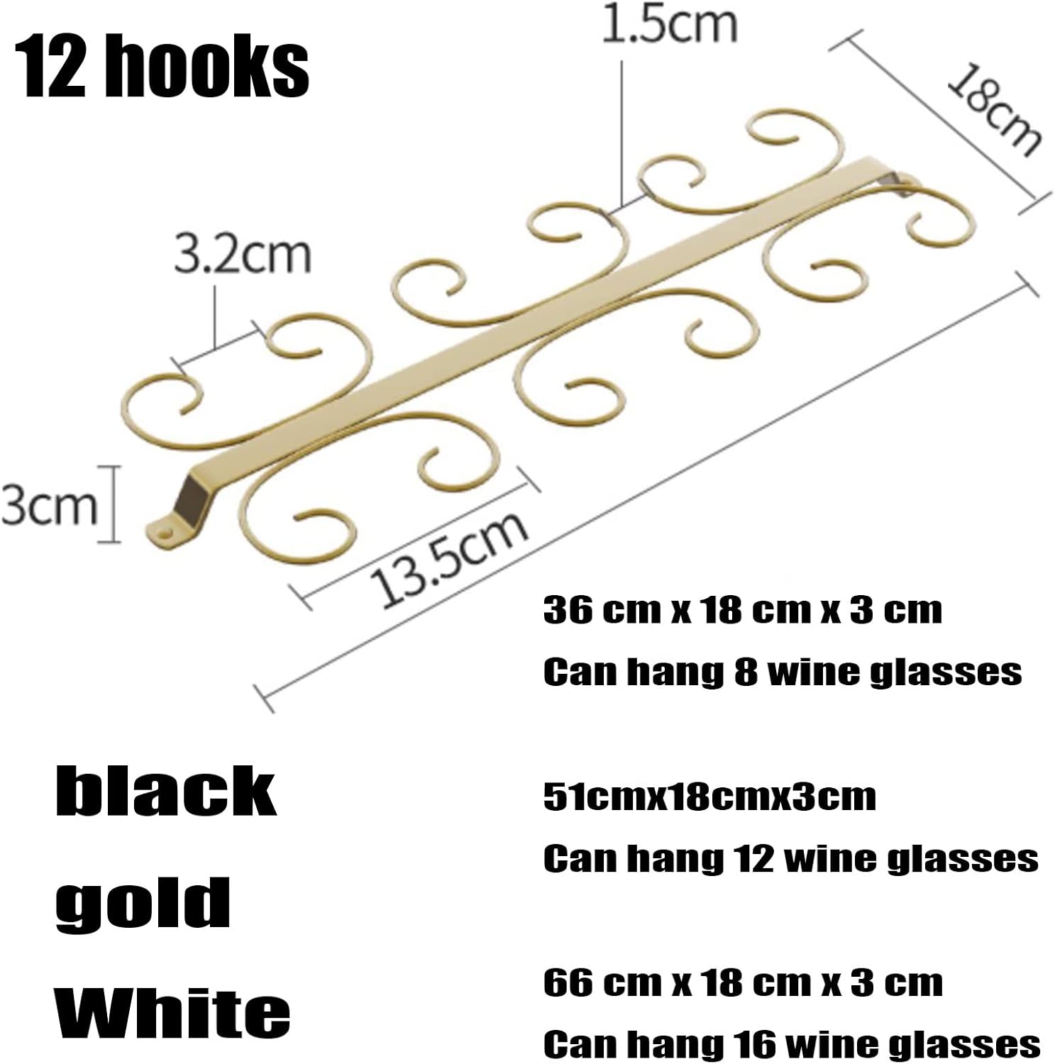 WORDFUN Hanging Wine Glass Rack Black Metal