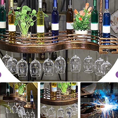 LUCEAE 2-Layer Hanging Wine Rack Wall-Mounted Space-Saving Iron Sturdy