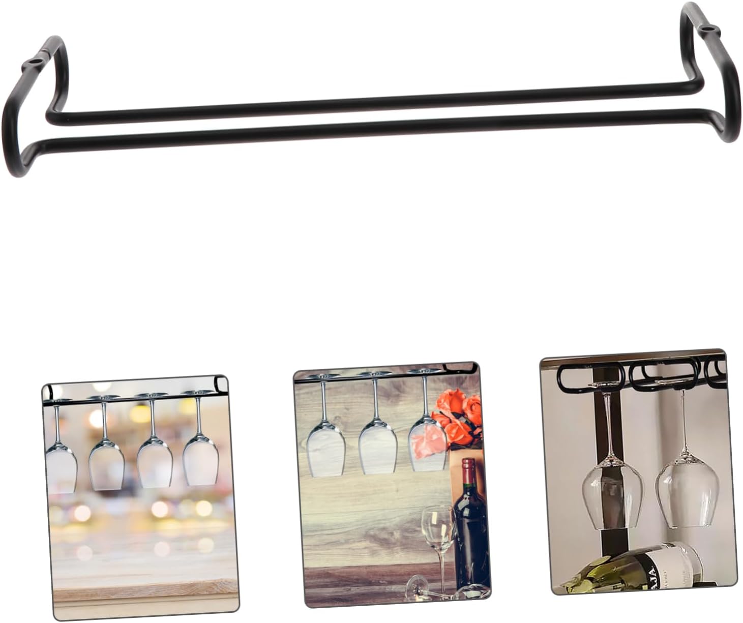 PRETYZOOM 1Pc Black Wine Glass Rack Single Row Storage