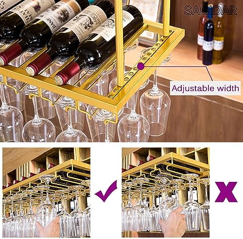 Adjustable Wine Glass Hanger Space-Saving Iron Rack for Wine Storage