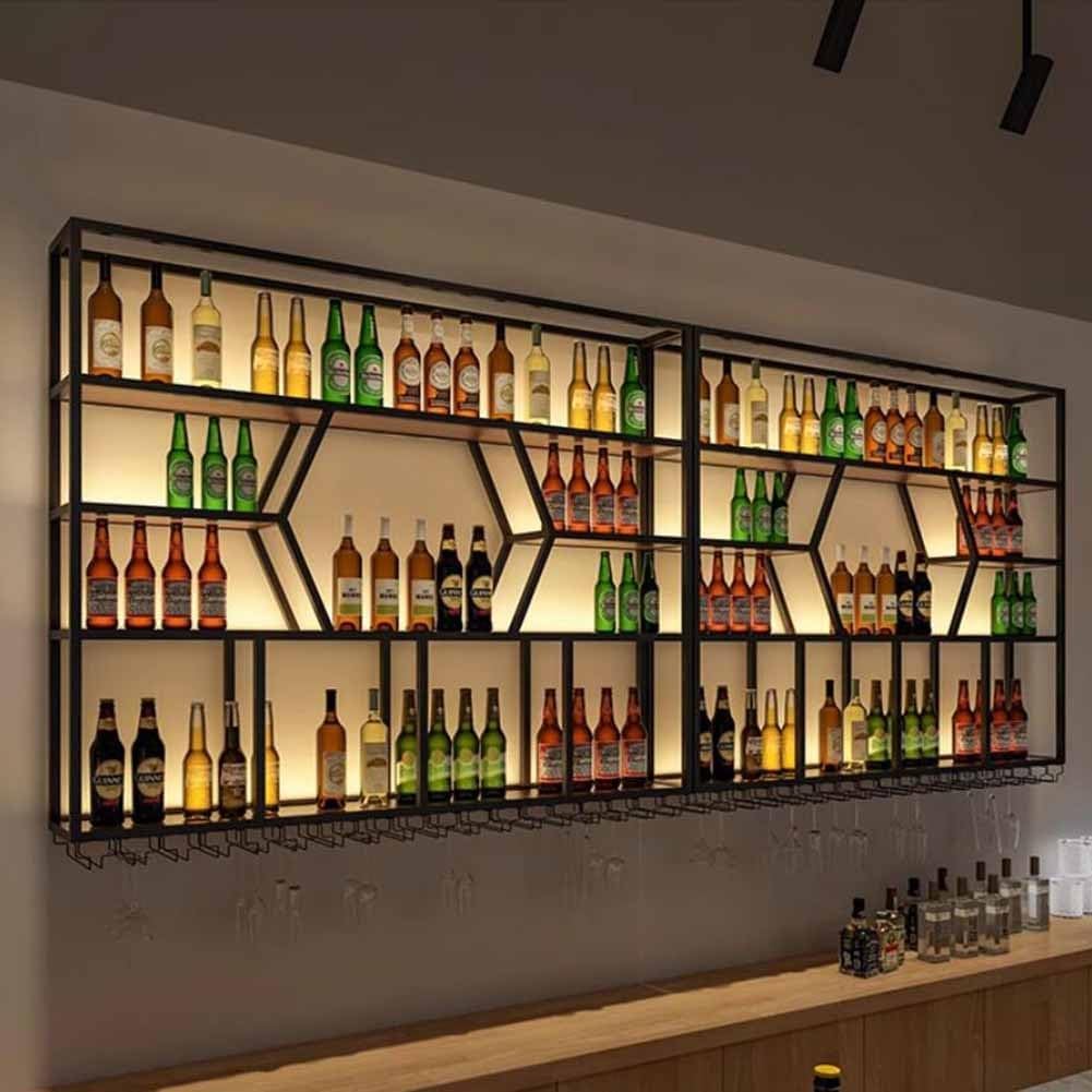 MaGiLL Wall Mounted LED Wine Rack with 4 Tiers