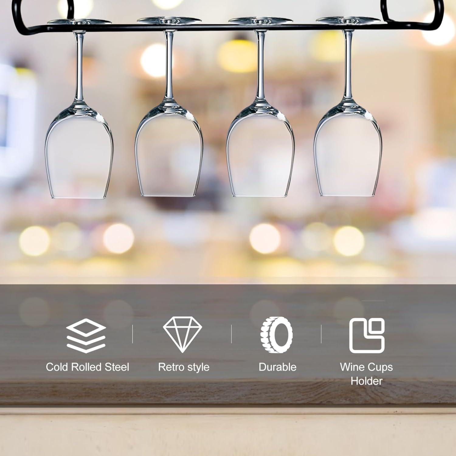 MAGICLULU Wine Glass Hanger Rack Black