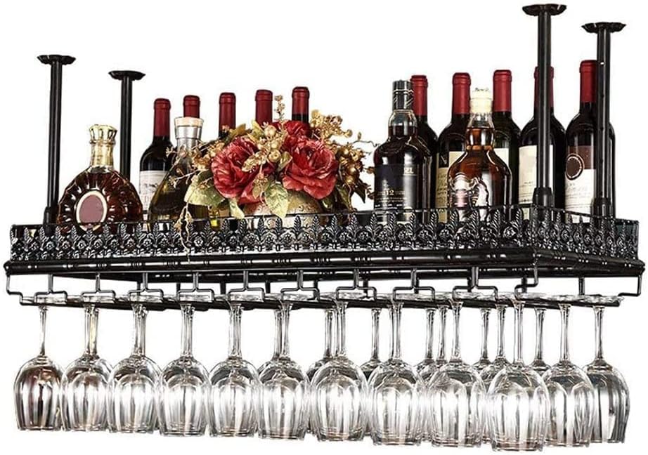 ZJDYDY Wall-Mounted Wine Rack Black 100x35cm