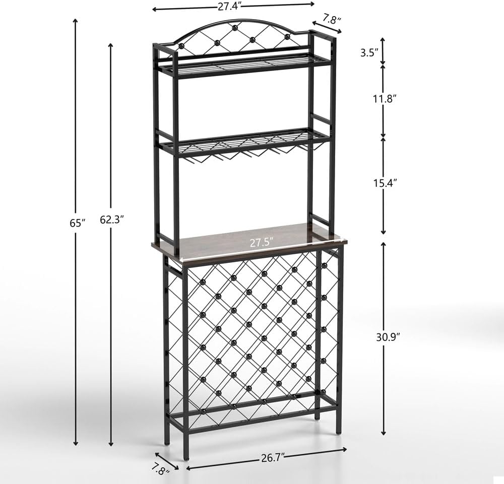 Yone Jx Je 3-Tier Wine Rack Bar Table with Storage