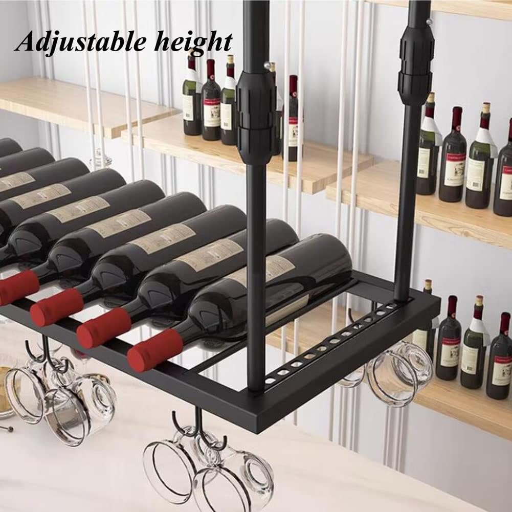 ZJDYDY Wall-Mounted Wine Glass Rack with 5 Sizes Black 60x30cm