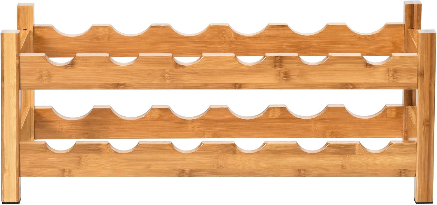 COSTWAY 12 Bottle Bamboo Wine Rack 2-Tier Freestanding