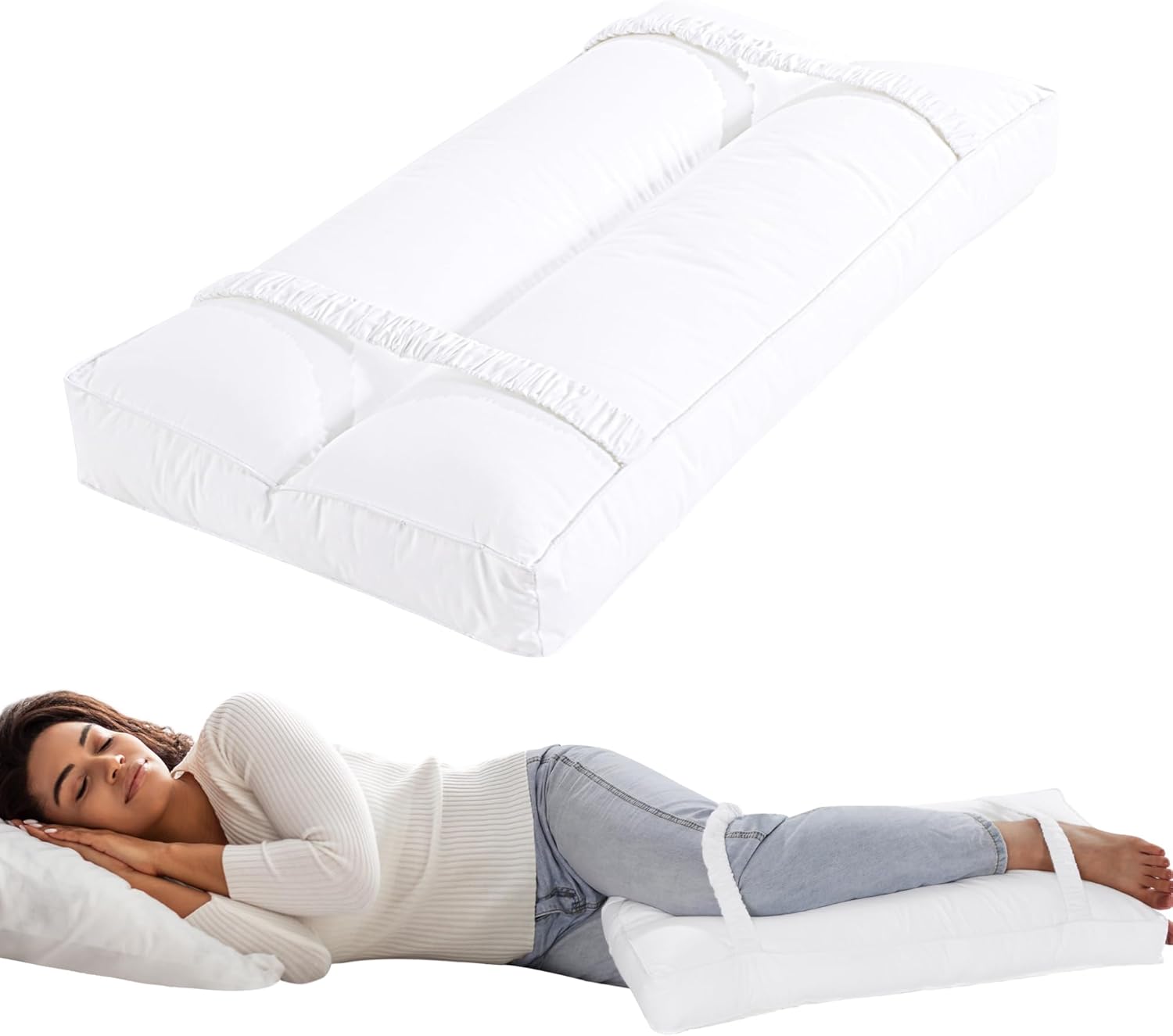 HOMBYS Knee Pillow for Side Sleepers 3 Height Cotton Leg Pillow