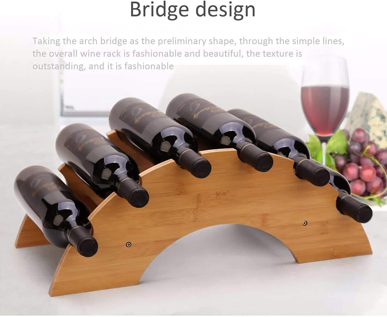 BOCbco Hoyx Wine Rack - Bamboo Storage for 6 Bottles