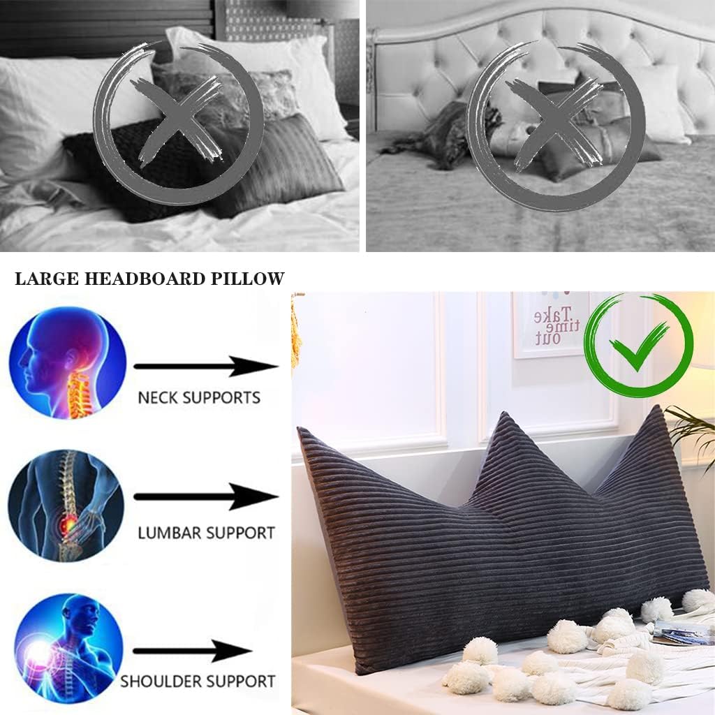 ZZYK Pearl Cotton Wedge Pillow Support Reading Cushion Black 39100cm
