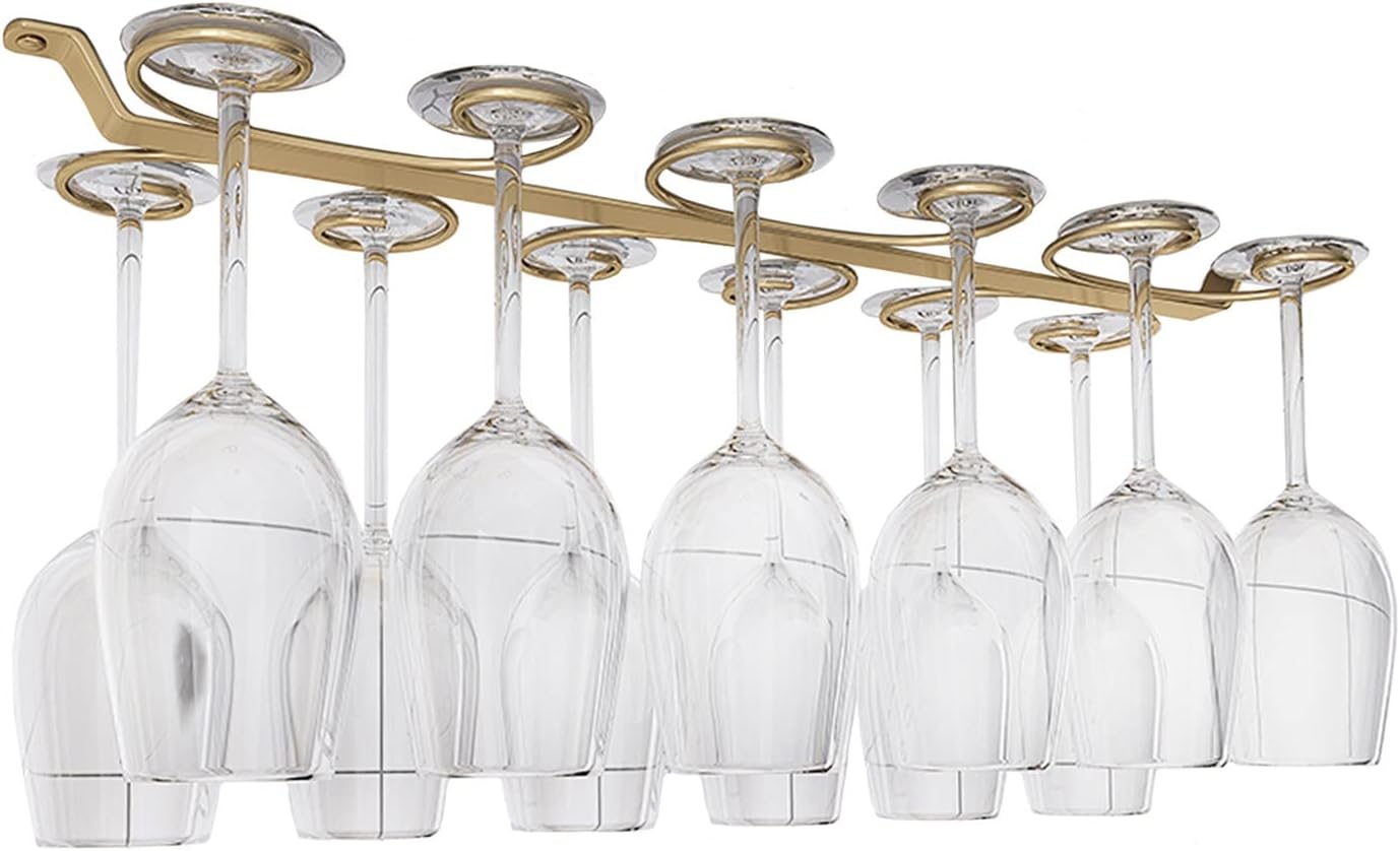 WORDFUN Hanging Wine Glass Rack Black Metal