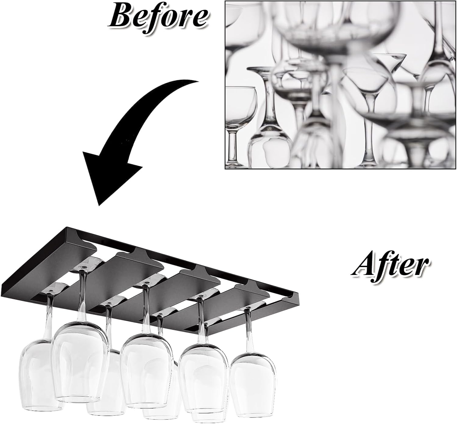 LDXDRU 2 Pack Wine Glass Holder Under Cabinet
