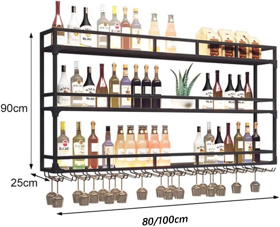 SilteD Wall-Mounted Wine Rack with LED - 80x25x90Cm