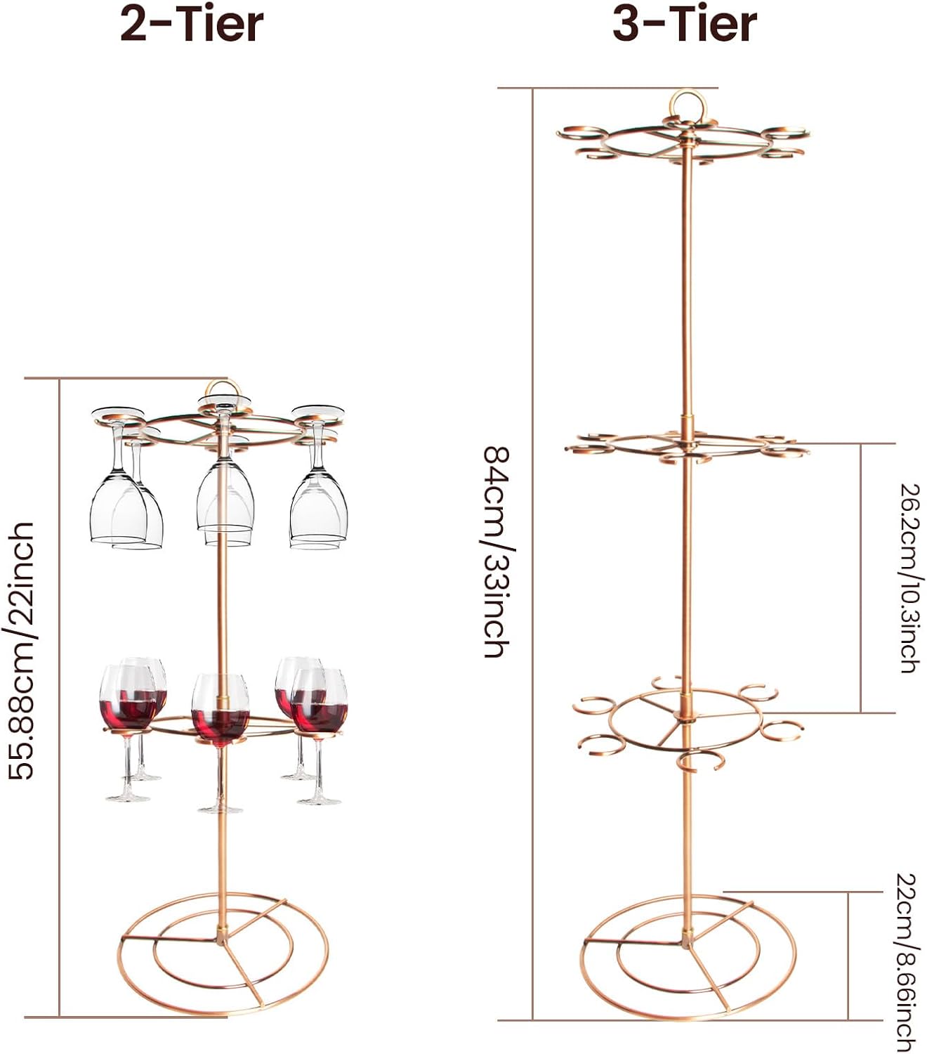 Dyncan 2-Tier Wine Glass Holder with Organizer Hanger