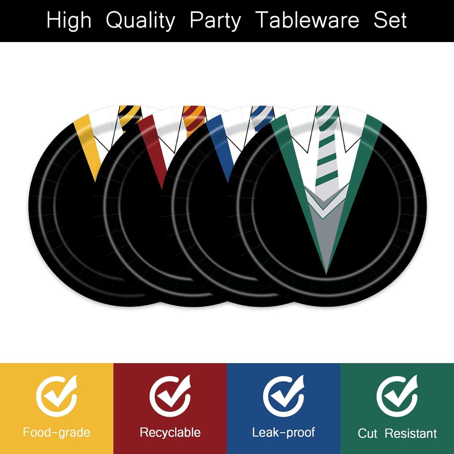 48Pcs Wizard School Paper Plates 9inch Birthday Party Decor