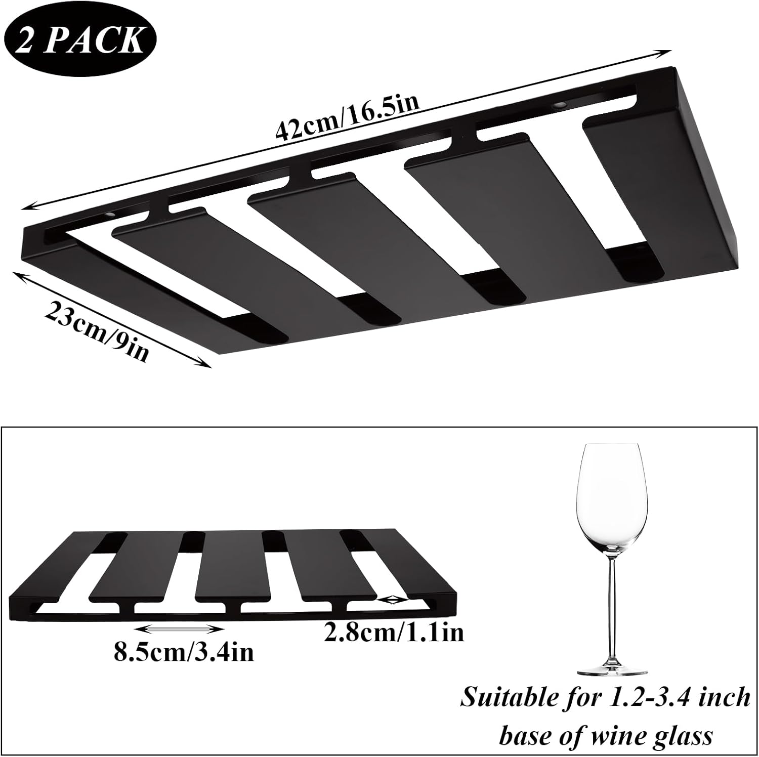 LDXDRU 2 Pack Wine Glass Holder Under Cabinet