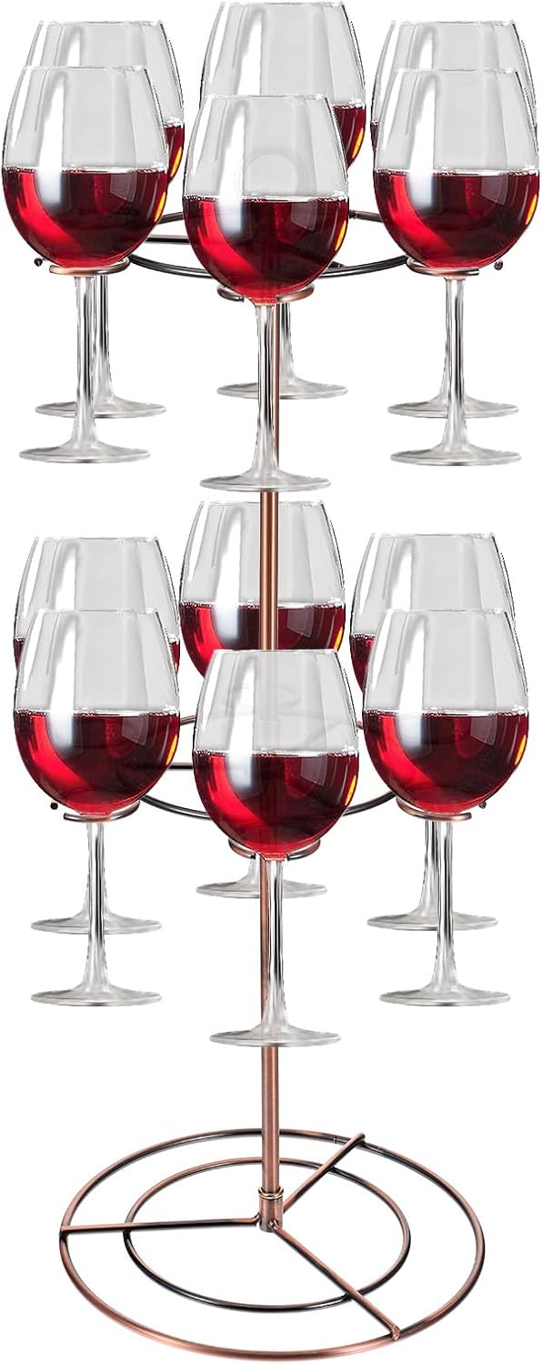 Black Metal Wine Glass Holder with 12 Hooks