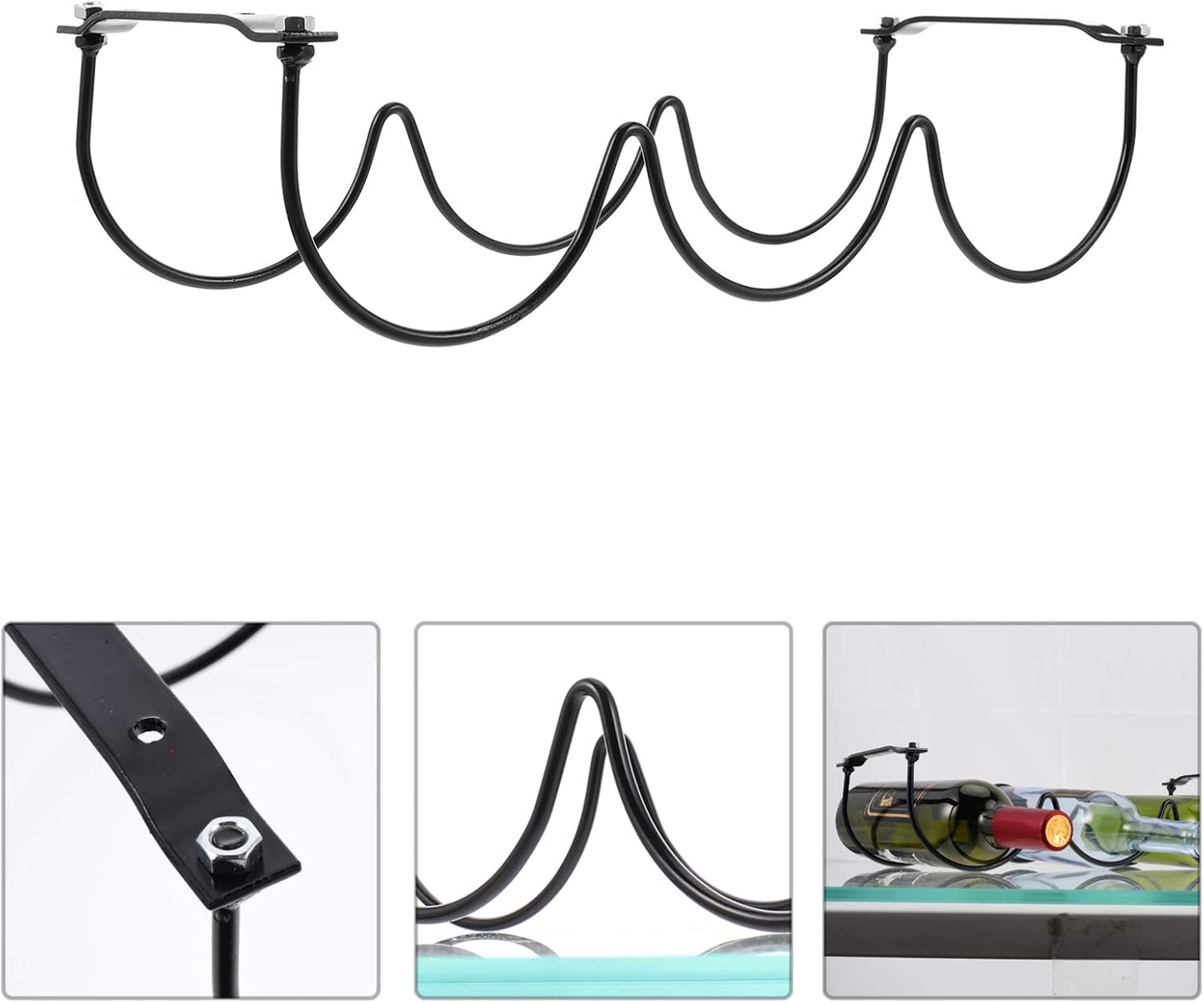 VOSAREA 2Pcs Black Wrought Iron Wine Rack Elegant Display Holder