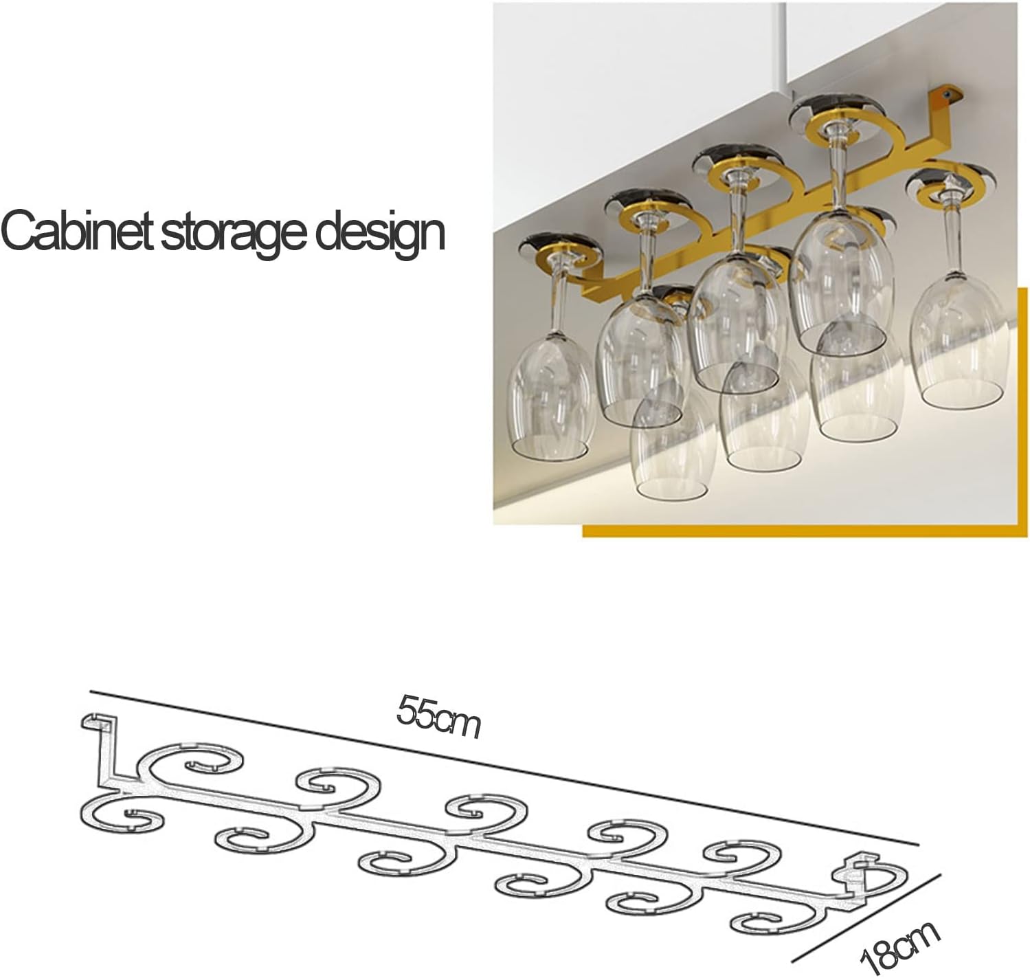 Stainless Steel Wine Glass Holder for Cabinet Storage