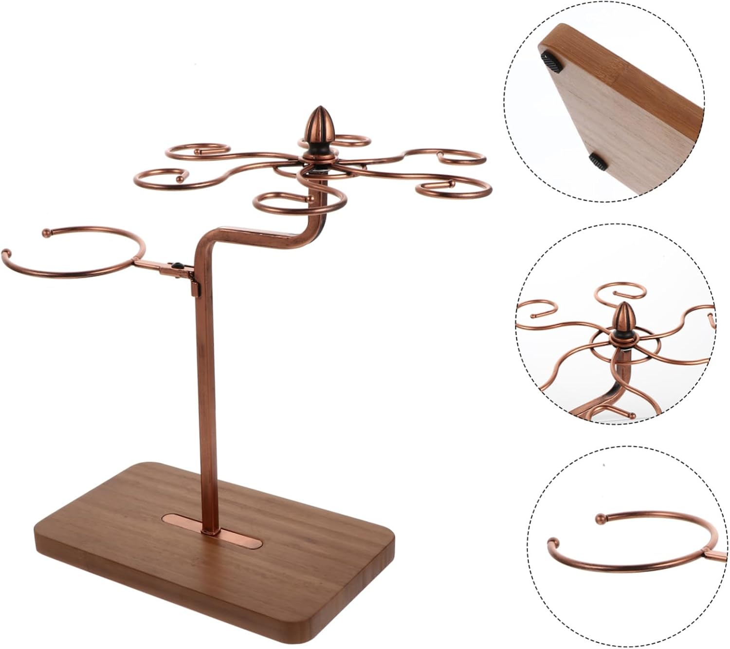 Ciieeo 1pc Iron Wood Wine Glass Holder