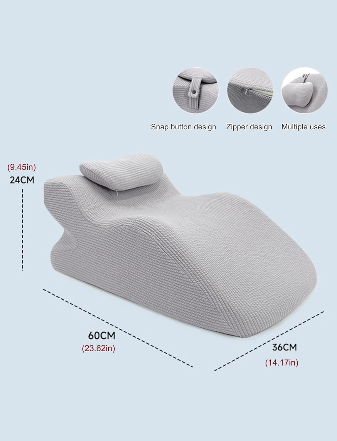 Memory Foam Prone Pillow for Bed Reading and Leg Support
