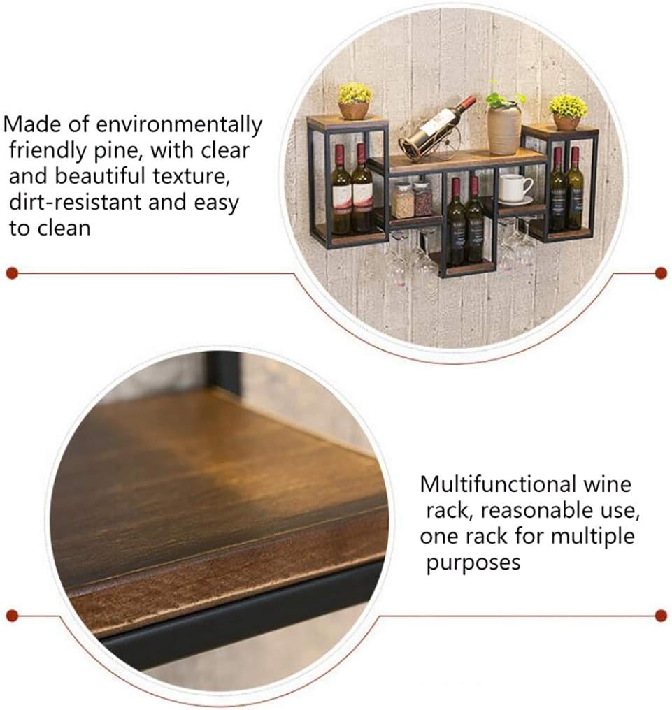 ZJDYDY Wall-Mounted Wine Rack with Solid Wood