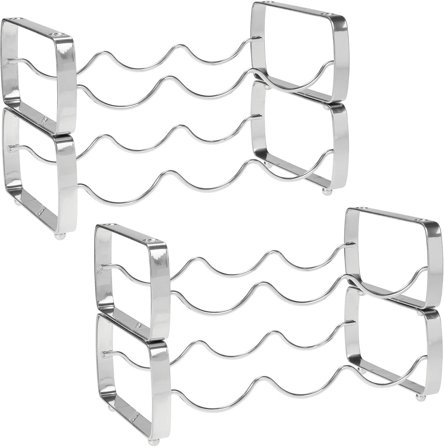 mDesign 3 Bottle Metal Wine Rack - 4 Pack Chrome