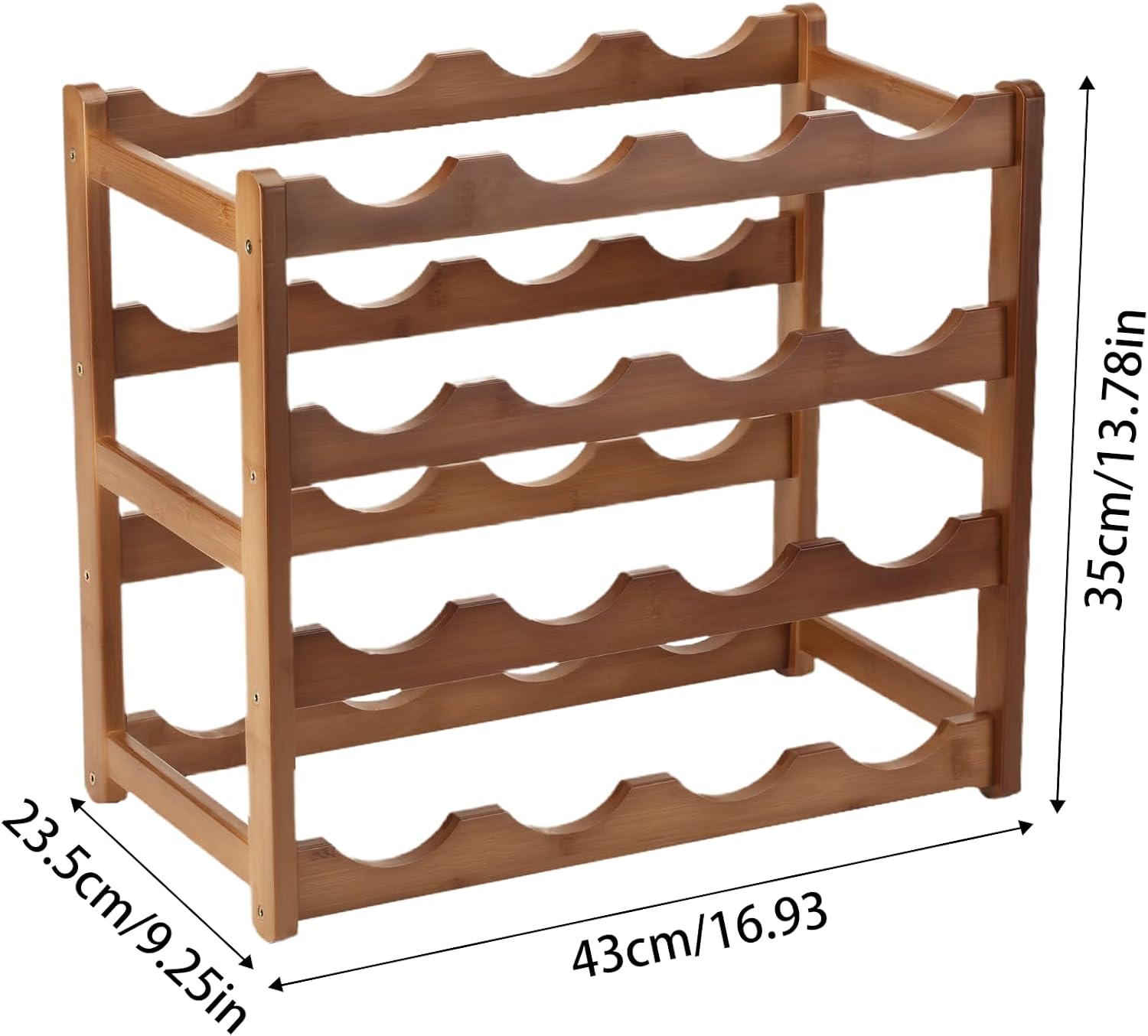 WUTALOTAT Bamboo Wine Rack 4-Tier 16 Bottles Freestanding