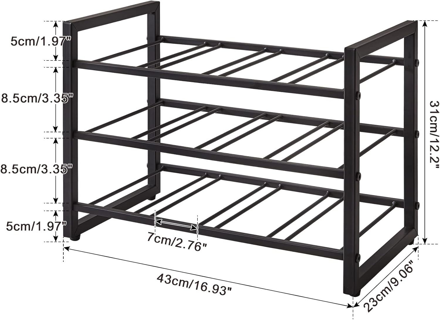 IBUYKE Freestanding 3-Tier Metal Wine Rack