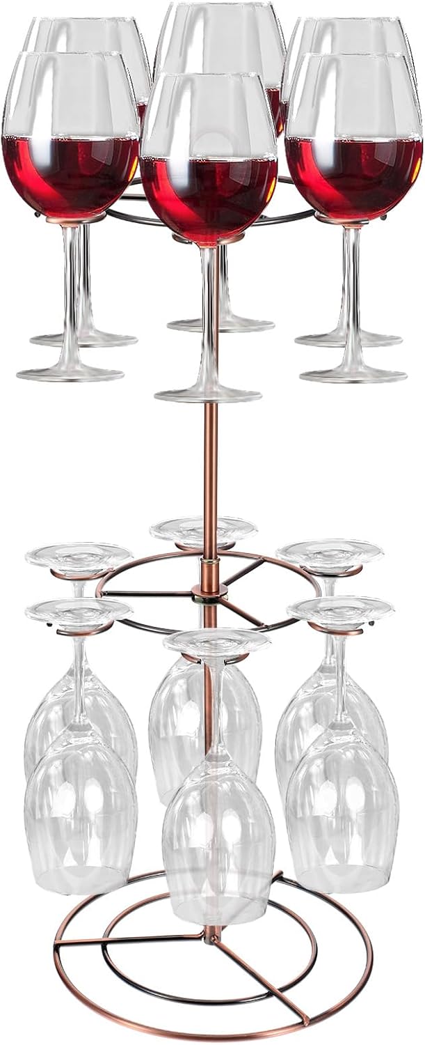 Black Metal Wine Glass Holder with 12 Hooks