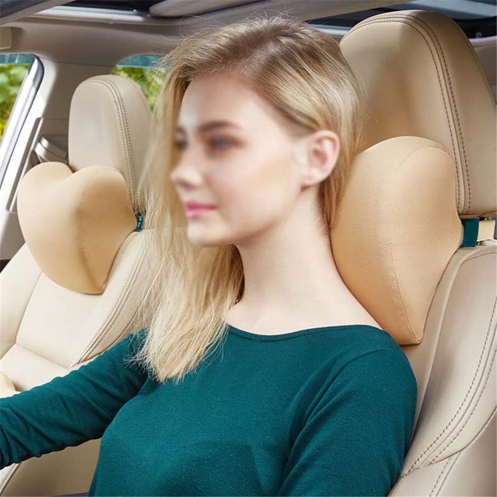 PGNEX Car Headrest Neck Pillow - Memory Foam Cushion Beige