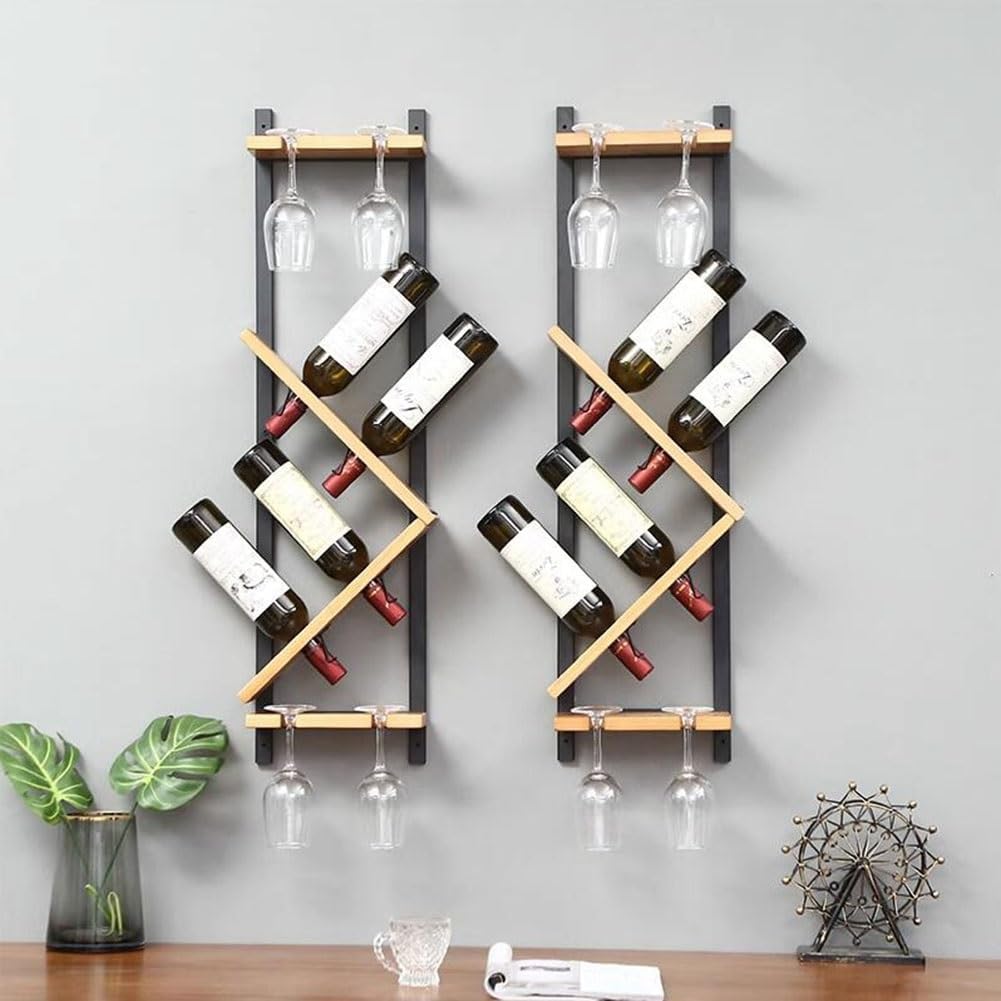 ZJDYDY Wall-Mounted Wooden Wine Rack Set